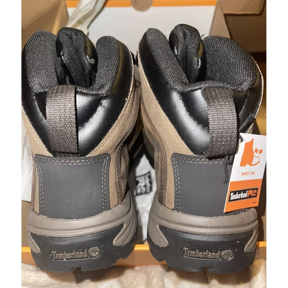 Men's Timberland PRO Flume Mid Waterproof Steel Toe Work Boots Brown A1Q8V 9.5 M